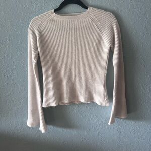 Line the Label 100% cashmere sweater white preppy minimalist quiet luxury sz XS